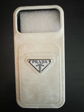 PRADA White Crush Velvet phone Case - 2 cardholder fits iPhone 17pro max